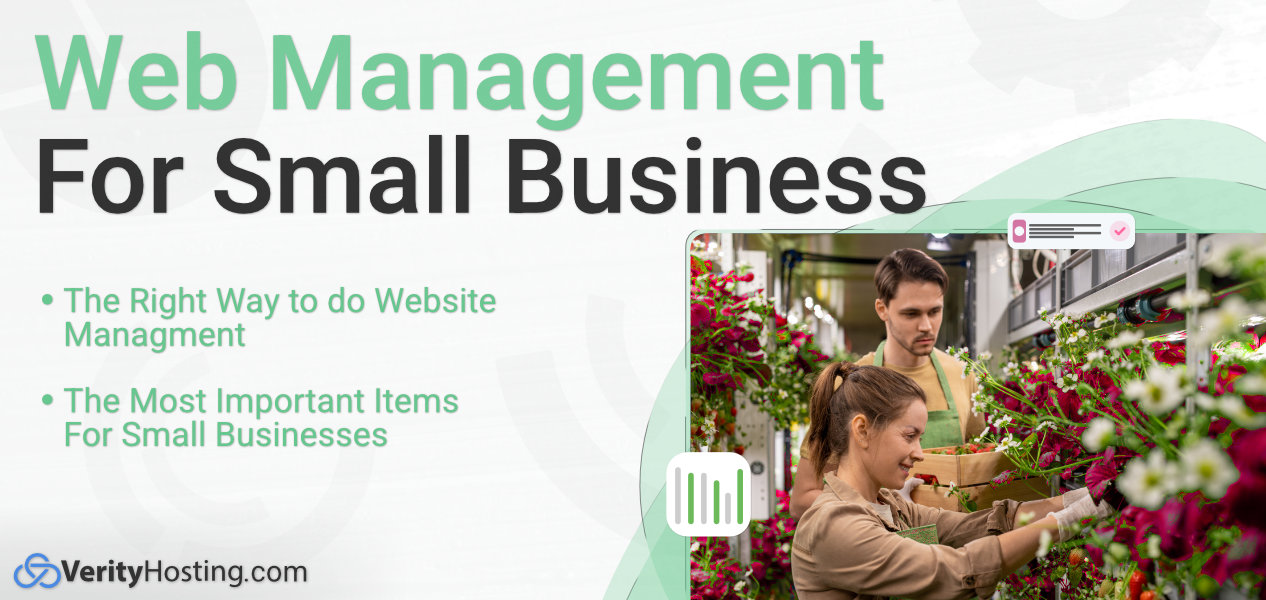 Banner small business man women attending to flowers